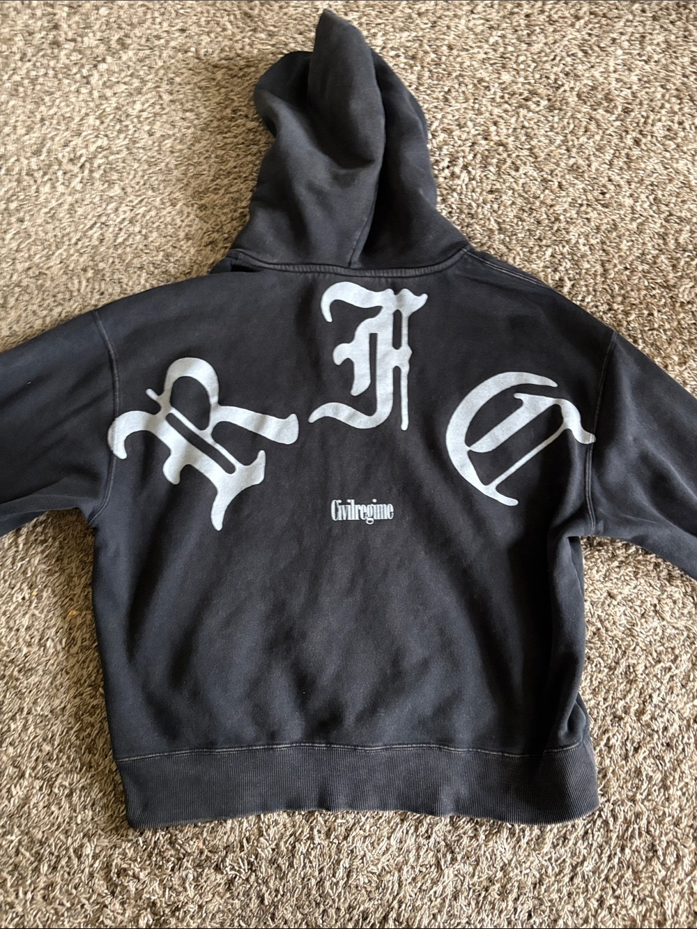 Civil Regime black ash style zip up hoodie